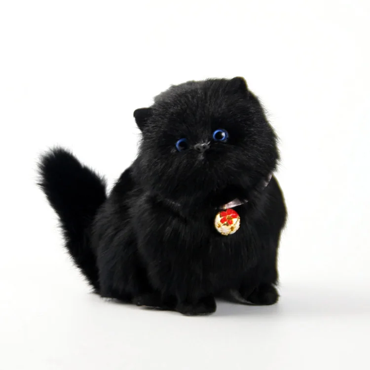 creative simulation sitting cat toy polyethylene&furs black cat doll 18x16cm